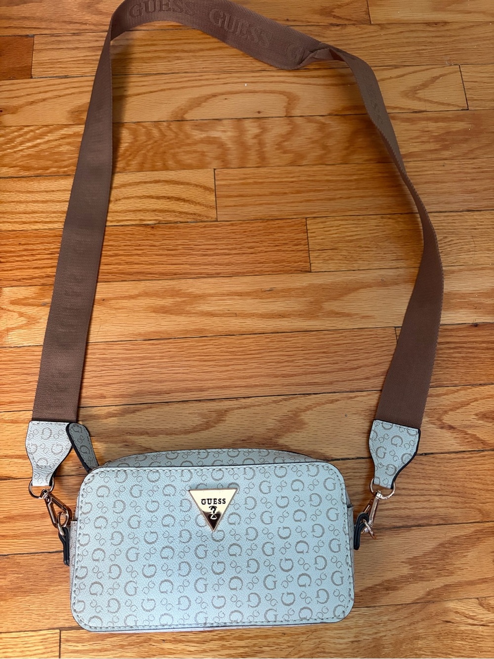 GUESS  Monogram Crossbody with Brown Strap